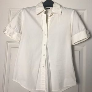 Theory White Short Sleeve Button Down Shirt